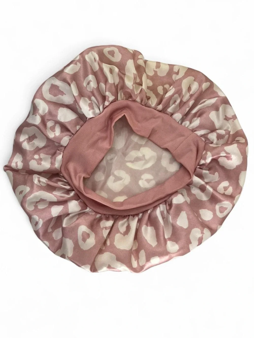 Kiss Colors Cares Premium Satin Bonnet Pink White Leopard Print Baby Girl 0-12M